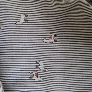 Extra small grey and white striped Old Navy button up shirt with alpacas/llamas
